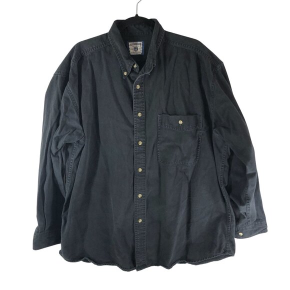 Lee Denim Collection Mens Button Down Shirt Chest Pocket Cotton Black XL - Picture 1 of 3